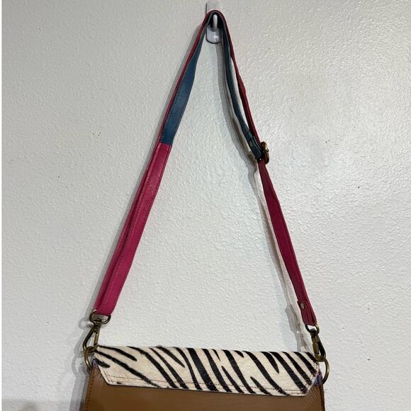 Pink Zebra Leather Crossbody Purse - Picture 9 of 12